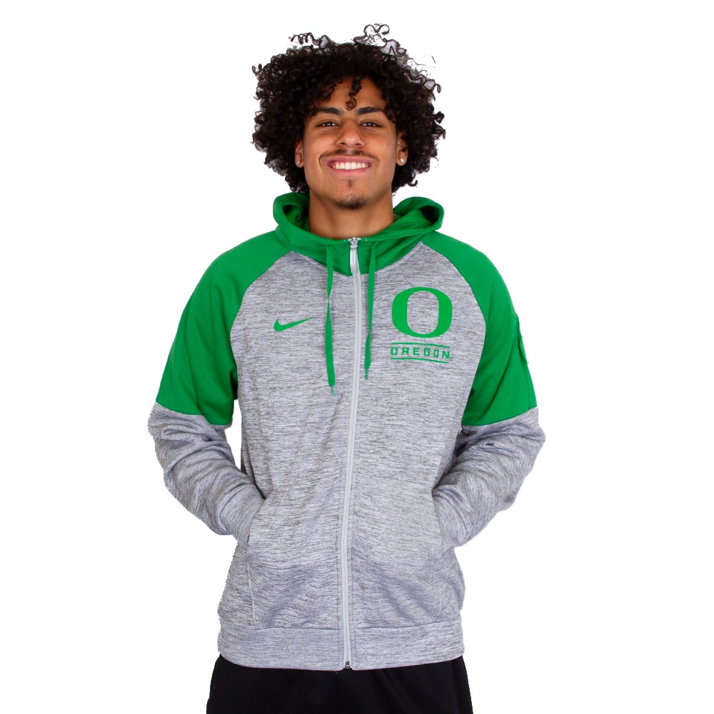 Classic Oregon O, Nike, Grey, Full Zip, Performance/Dri-FIT, Men, Therma, Sweatshirt, Hoodie, 813487